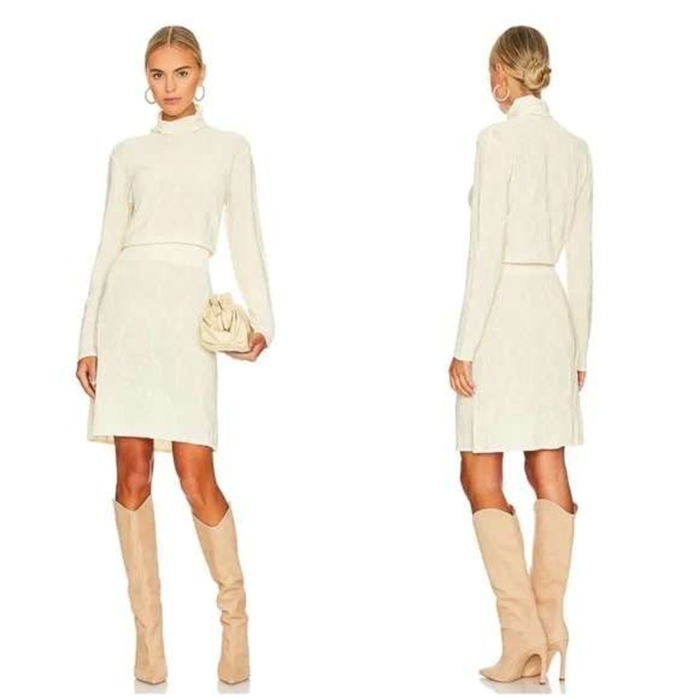 NWT Callahan Nayeli Diamond Pointelle Knit Midi Dress - Cannoli Creme - M